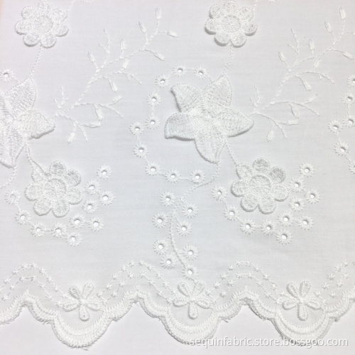 beige cotton embroidery white 3d lace trim fabric